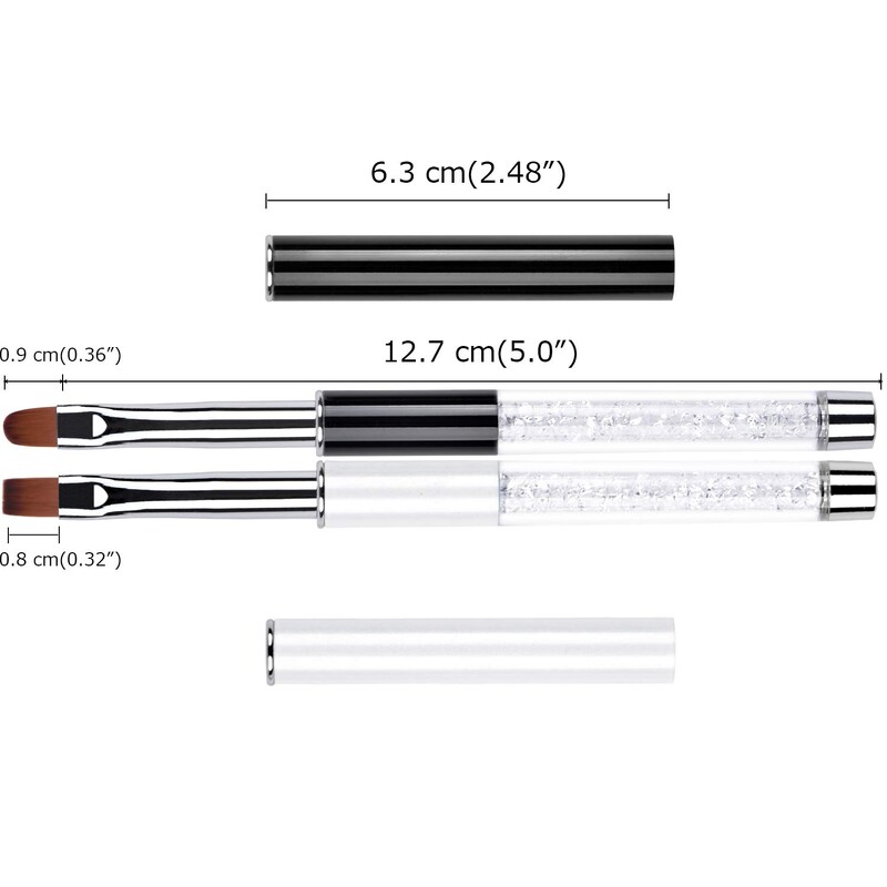 Ovalne i ravne UV četkice za geliranje noktiju s ručkom od kamenčića, profesionalne četkice za dizajn noktiju