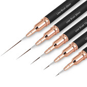 Pensule negre pentru căptușeală pentru arta unghiilor, 5 mărimi, pix pentru pictura pentru unghii / 8/12/20/25 mm, instrument de desen pentru linii lungi, detalii subțiri, stilou pentru manichiură