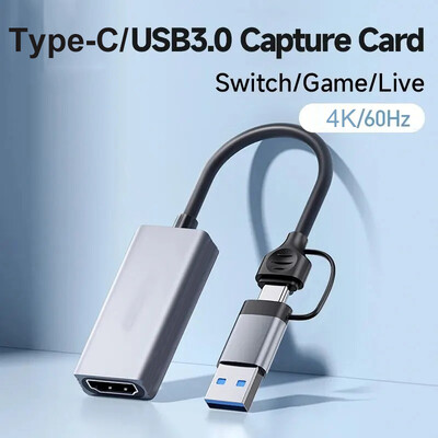 Placă de captură video 4K HDMI la USB3.0/Type-C Cutie video compatibilă cu HDMI pentru PC Cameră de calculator Stream live Înregistrare întâlnire