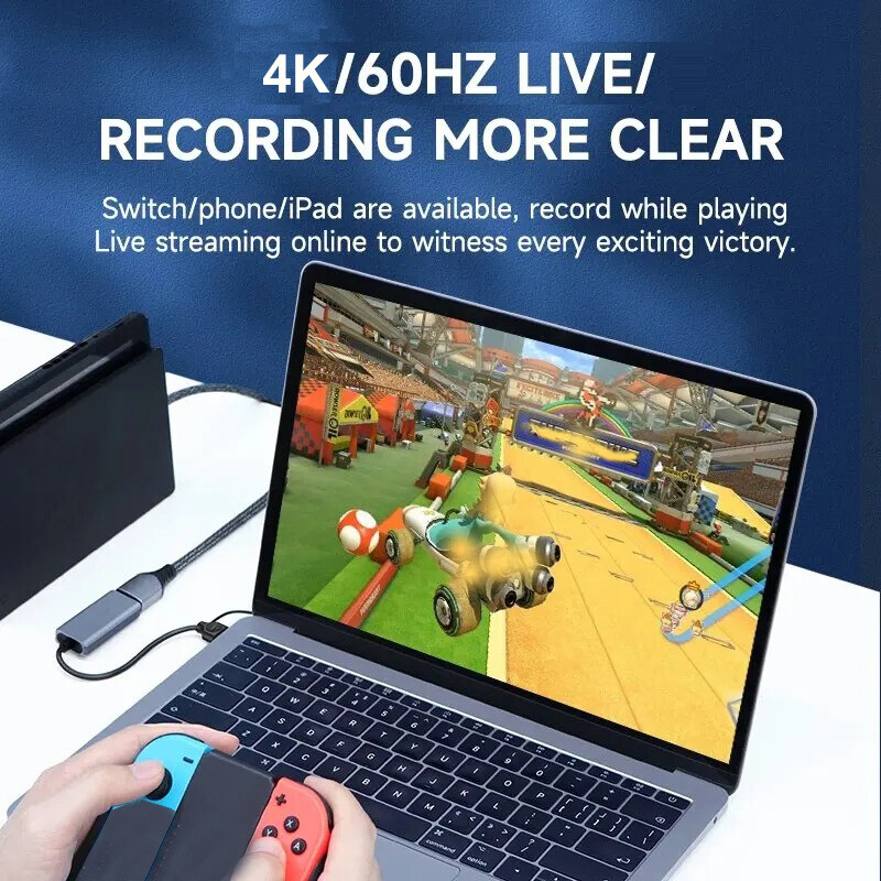 Video uztveršanas karte 4K HDMI uz USB3.0/C tipa HDMI saderīga video satvērēja kaste datoram datora kamerai tiešraides ieraksta sapulce