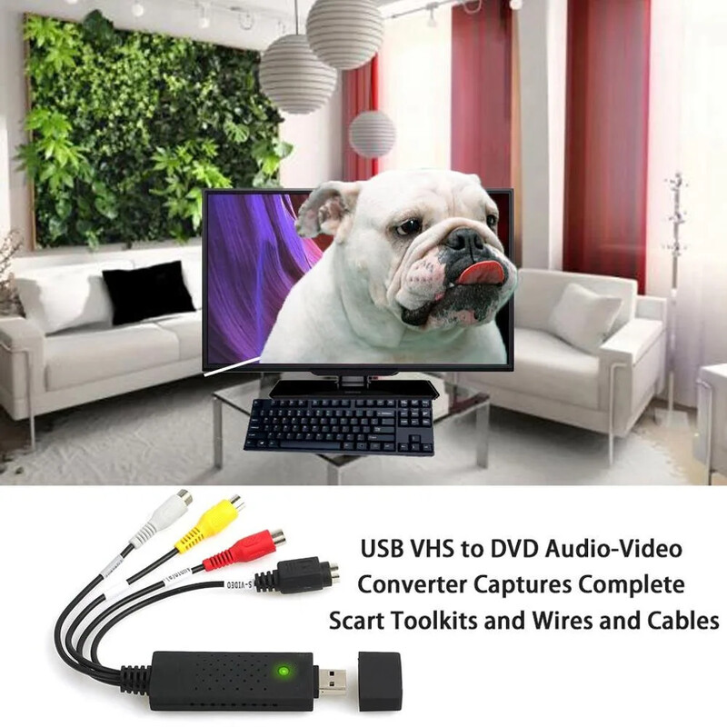 USB2.0 VHS uz DVD pārveidotājs Pārveidojiet analogo video ciparu formātā audio video DVD VHS ierakstīšanas tveršanas kartes kvalitātes datora adapteris