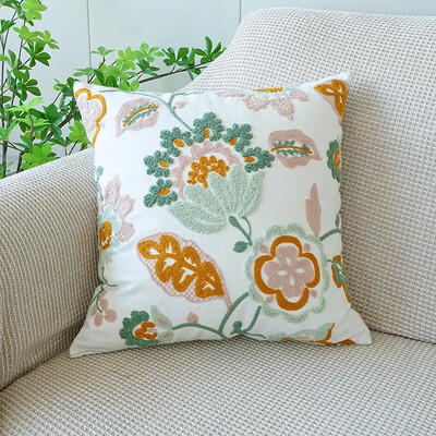 45x45CM Plava slatka navlaka za jastuk, svijetla, luksuzna nordijska cvjetna sofa, jastučić, navlaka za struk, kućna ukrasna jastučnica