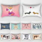 Lijep crtić, male životinje, elegantan par, dom, dnevni boravak, spavaća soba, ukrasna pravokutna jastučnica, kauč, jastučnica, 30x50 cm