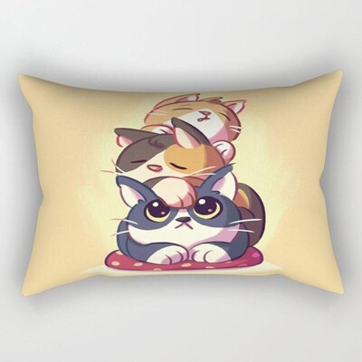 Lijep crtić, male životinje, elegantan par, dom, dnevni boravak, spavaća soba, ukrasna pravokutna jastučnica, kauč, jastučnica, 30x50 cm