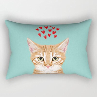 Lijep crtić, male životinje, elegantan par, dom, dnevni boravak, spavaća soba, ukrasna pravokutna jastučnica, kauč, jastučnica, 30x50 cm