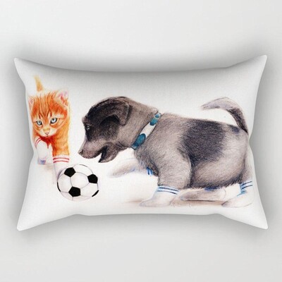 Lijep crtić, male životinje, elegantan par, dom, dnevni boravak, spavaća soba, ukrasna pravokutna jastučnica, kauč, jastučnica, 30x50 cm