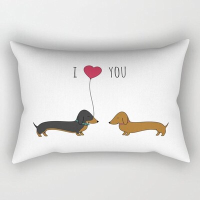 Lijep crtić, male životinje, elegantan par, dom, dnevni boravak, spavaća soba, ukrasna pravokutna jastučnica, kauč, jastučnica, 30x50 cm