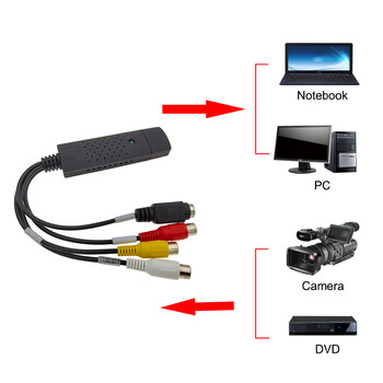 USB2.0 Audio Video Capture Card TV Tuner VHS към DVD Video Capture Converter за Win7/8/XP/Vista с USB кабел