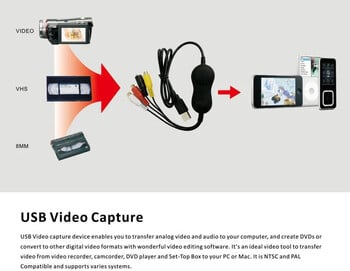 USB 2.0 Audio Video Capture Card Αναλογικό Video Grabber για VHS Video Player Εγγραφή βιντεοκάμερα για Windows 10 WIN10 / Mac Os