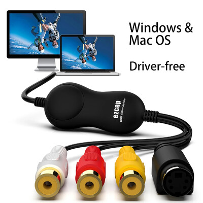 Placă de captură audio video USB 2.0 Grabber video analog pentru VHS Video Player Recorder Cameră video pentru Windows 10 WIN10 / Mac Os