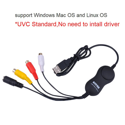 USB 2.0 Audio Video Capture Card Аналогов Video Grabber за VHS Video Player Рекордер Видеокамера за Window 10 WIN10 / Mac Os