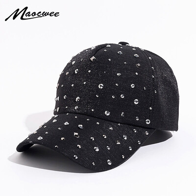 Gyémánt strasszos baseballsapka női pop nyári sapka lány fekete gyémánt snapback sapka Újdonság alkalmi napsapka gyöngy női gorras