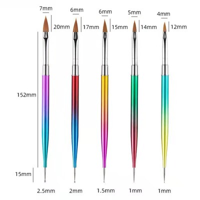 5/20Pcs Nail Art Kist Design Tip Slikanje Crtanje Carving Dotting Pen FlatFan Liner Akril Gel UV Polish Alati za manikuru