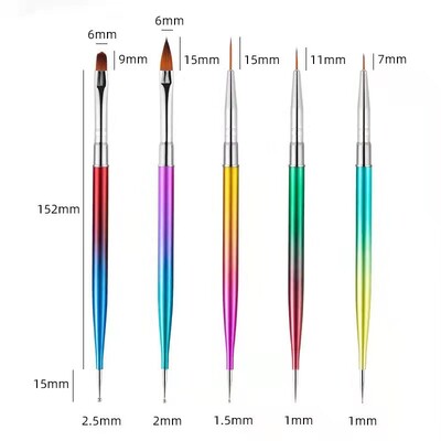 5/20Pcs Nail Art Kist Design Tip Slikanje Crtanje Carving Dotting Pen FlatFan Liner Akril Gel UV Polish Alati za manikuru