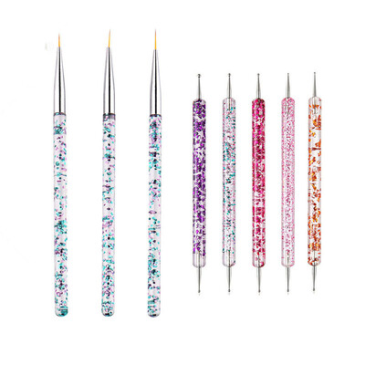 5/20Pcs Nail Art Kist Design Tip Slikanje Crtanje Carving Dotting Pen FlatFan Liner Akril Gel UV Polish Alati za manikuru