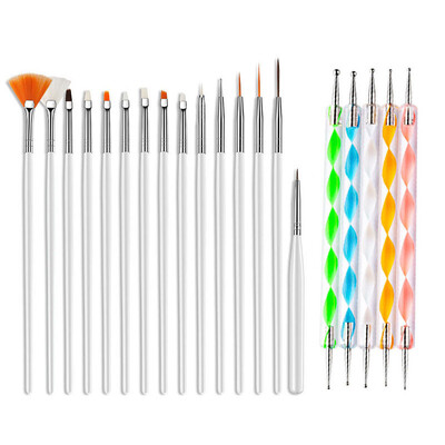 5/20Pcs Nail Art Kist Design Tip Slikanje Crtanje Carving Dotting Pen FlatFan Liner Akril Gel UV Polish Alati za manikuru