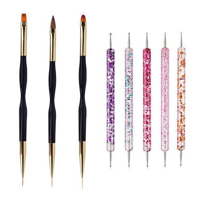5/20Pcs Nail Art Kist Design Tip Slikanje Crtanje Carving Dotting Pen FlatFan Liner Akril Gel UV Polish Alati za manikuru