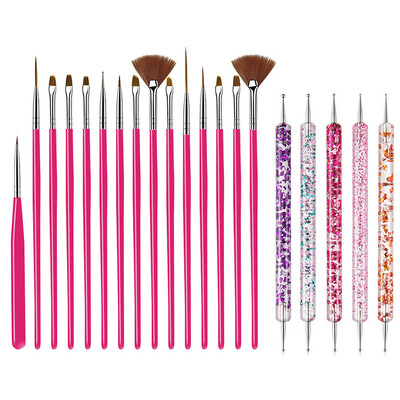 5/20Pcs Nail Art Kist Design Tip Slikanje Crtanje Carving Dotting Pen FlatFan Liner Akril Gel UV Polish Alati za manikuru