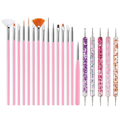 5/20Pcs Nail Art Kist Design Tip Slikanje Crtanje Carving Dotting Pen FlatFan Liner Akril Gel UV Polish Alati za manikuru