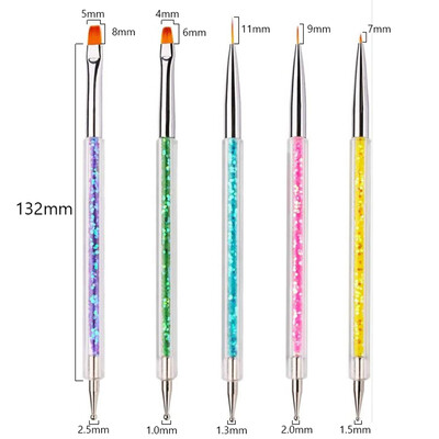 5/20Pcs Nail Art Kist Design Tip Slikanje Crtanje Carving Dotting Pen FlatFan Liner Akril Gel UV Polish Alati za manikuru