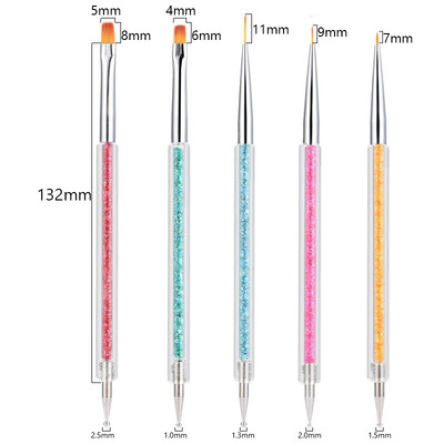 5/20Pcs Nail Art Kist Design Tip Slikanje Crtanje Carving Dotting Pen FlatFan Liner Akril Gel UV Polish Alati za manikuru