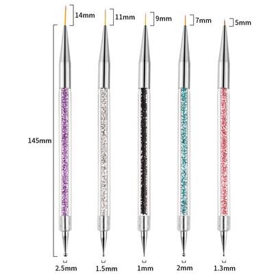 5/20Pcs Nail Art Kist Design Tip Slikanje Crtanje Carving Dotting Pen FlatFan Liner Akril Gel UV Polish Alati za manikuru