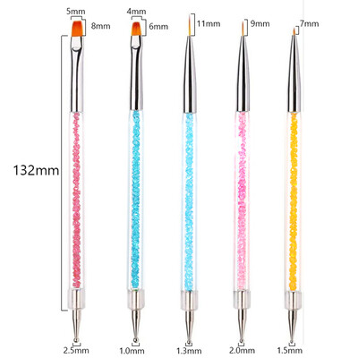 5/20Pcs Nail Art Kist Design Tip Slikanje Crtanje Carving Dotting Pen FlatFan Liner Akril Gel UV Polish Alati za manikuru