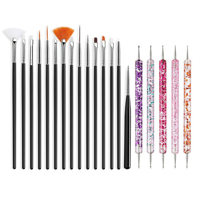 5/20Pcs Nail Art Kist Design Tip Slikanje Crtanje Carving Dotting Pen FlatFan Liner Akril Gel UV Polish Alati za manikuru