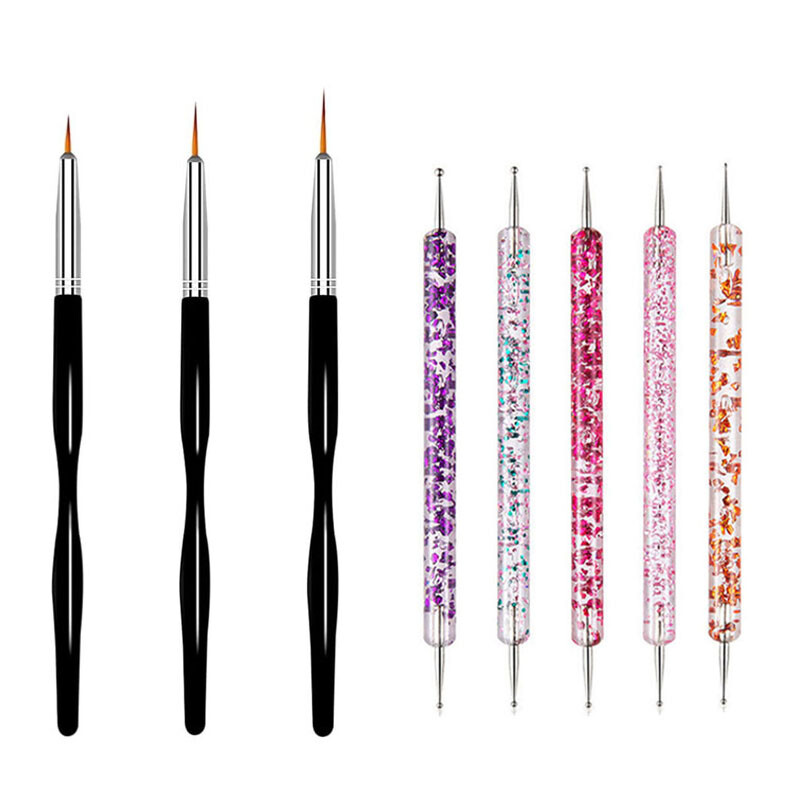 5/20Pcs Nail Art Kist Design Tip Slikanje Crtanje Carving Dotting Pen FlatFan Liner Akril Gel UV Polish Alati za manikuru