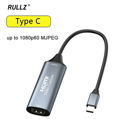 4K tipa C video tveršanas karte HDMI uz USB 2.0 USB 3.0 Video Grabber 1080p 60hz Macbook klēpjdatora datora kamerai tiešraides ieraksts