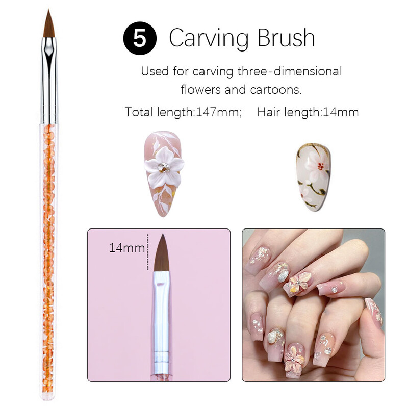 Četkica za francuske nokte Akrilni nokti Materijali za manikuru Alati za vrhove noktiju Gel Ljepilo Lak Olovka za crtanje Dodaci za nokte