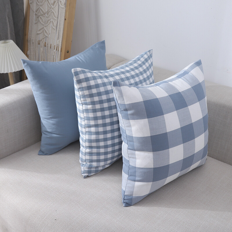 Plave jastučnice Karirane kućne ukrasne jastučnice za sofe 45x45cm 1KOM