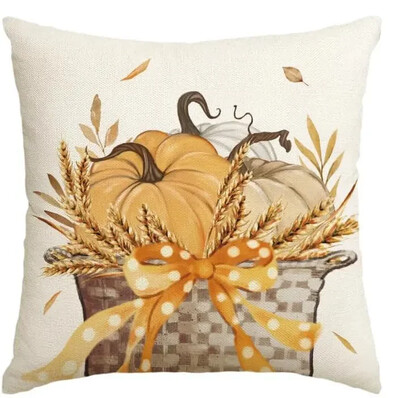 45x45cm Jastučnica za Dan zahvalnosti, Jesenske ukrasne navlake za jastuke od lana Pumkin Maple Leaf, Jastučnice za fotelju