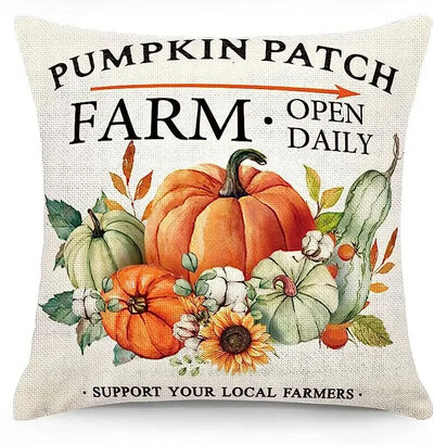 45x45cm Jastučnica za Dan zahvalnosti, Jesenske ukrasne navlake za jastuke od lana Pumkin Maple Leaf, Jastučnice za fotelju
