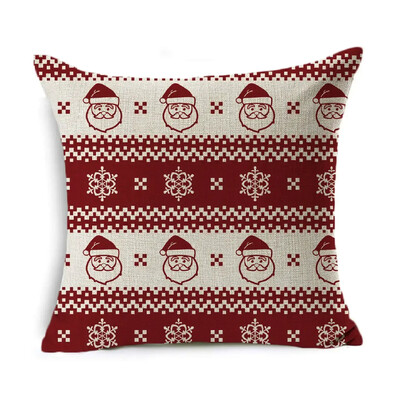 Božićna jastučnica Dekoracija doma Laneno prugasto karirano otisnuto crveno 18*18 inča Jastučnica Jastuk za sofu Jastuk za auto Navlaka za jastuk