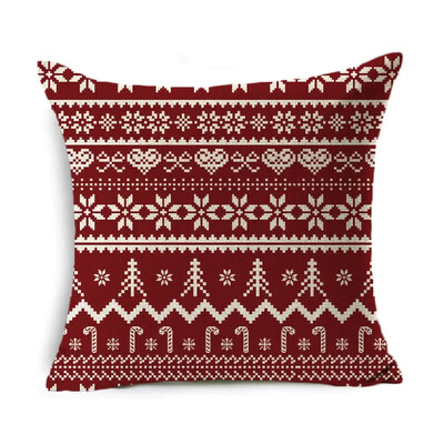 Božićna jastučnica Dekoracija doma Laneno prugasto karirano otisnuto crveno 18*18 inča Jastučnica Jastuk za sofu Jastuk za auto Navlaka za jastuk