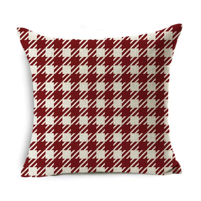 Božićna jastučnica Dekoracija doma Laneno prugasto karirano otisnuto crveno 18*18 inča Jastučnica Jastuk za sofu Jastuk za auto Navlaka za jastuk
