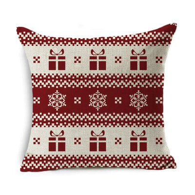 Božićna jastučnica Dekoracija doma Laneno prugasto karirano otisnuto crveno 18*18 inča Jastučnica Jastuk za sofu Jastuk za auto Navlaka za jastuk