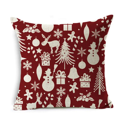 Božićna jastučnica Dekoracija doma Laneno prugasto karirano otisnuto crveno 18*18 inča Jastučnica Jastuk za sofu Jastuk za auto Navlaka za jastuk