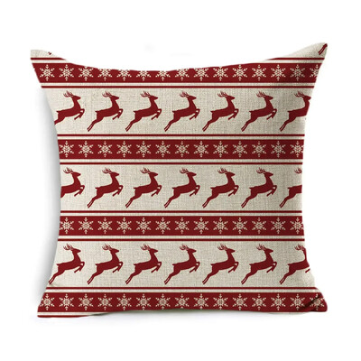 Božićna jastučnica Dekoracija doma Laneno prugasto karirano otisnuto crveno 18*18 inča Jastučnica Jastuk za sofu Jastuk za auto Navlaka za jastuk