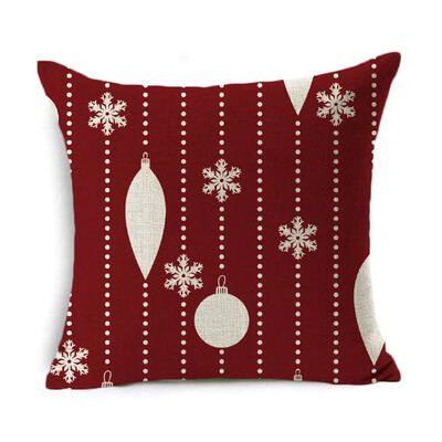 Božićna jastučnica Dekoracija doma Laneno prugasto karirano otisnuto crveno 18*18 inča Jastučnica Jastuk za sofu Jastuk za auto Navlaka za jastuk