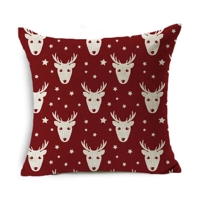 Božićna jastučnica Dekoracija doma Laneno prugasto karirano otisnuto crveno 18*18 inča Jastučnica Jastuk za sofu Jastuk za auto Navlaka za jastuk
