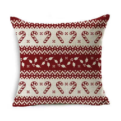 Božićna jastučnica Dekoracija doma Laneno prugasto karirano otisnuto crveno 18*18 inča Jastučnica Jastuk za sofu Jastuk za auto Navlaka za jastuk