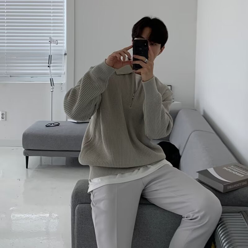 Muška korejska modna pletenina Harajuku pleteni pulover Ležerni puloveri Džemperi Topli trenirke Vintage veste Muška zimska odjeća