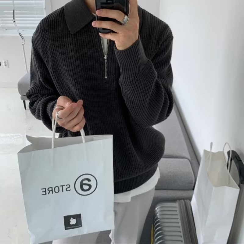 Muška korejska modna pletenina Harajuku pleteni pulover Ležerni puloveri Džemperi Topli trenirke Vintage veste Muška zimska odjeća