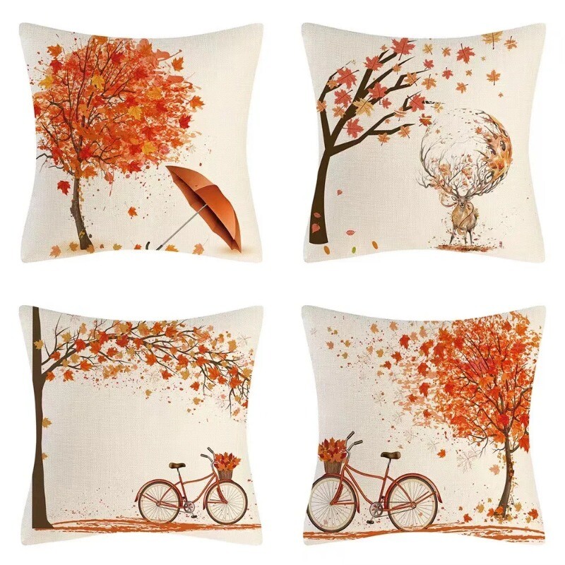 Jesenske jastučnice od bundeve 18x18 inča Dekor seoske kuće Dan zahvalnosti Teal lanene navlake za jastuke Sretan Dan zahvalnosti