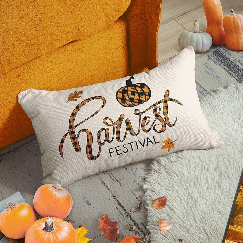 Rudens spilvendrāna Mājas dekorēšana Rudens ķirbja Happy Orange spilvendrāna Dekoratīvs spilvens Dīvāns Spilvendrāna