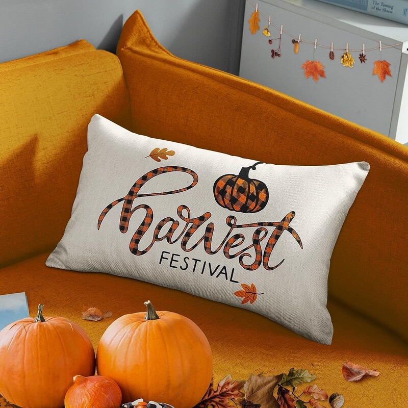 Rudens spilvendrāna Mājas dekorēšana Rudens ķirbja Happy Orange spilvendrāna Dekoratīvs spilvens Dīvāns Spilvendrāna