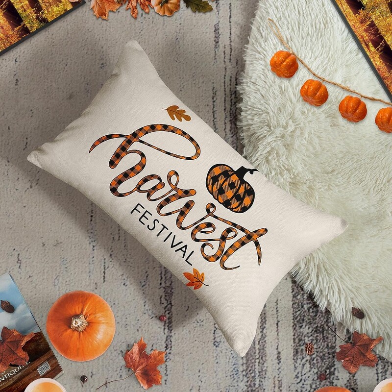 Rudens spilvendrāna Mājas dekorēšana Rudens ķirbja Happy Orange spilvendrāna Dekoratīvs spilvens Dīvāns Spilvendrāna