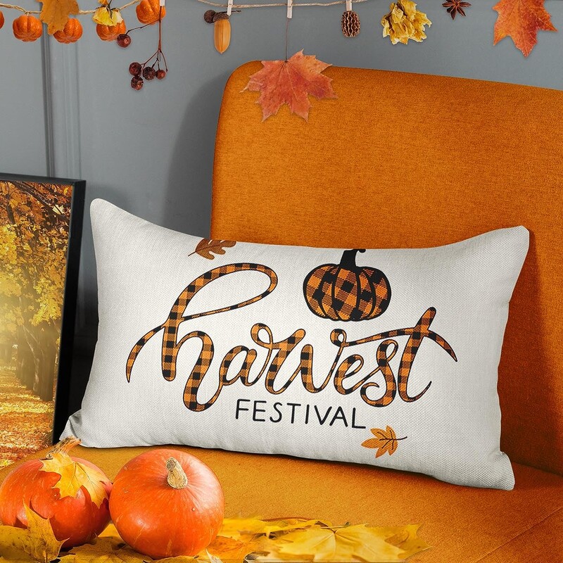 Rudens spilvendrāna Mājas dekorēšana Rudens ķirbja Happy Orange spilvendrāna Dekoratīvs spilvens Dīvāns Spilvendrāna